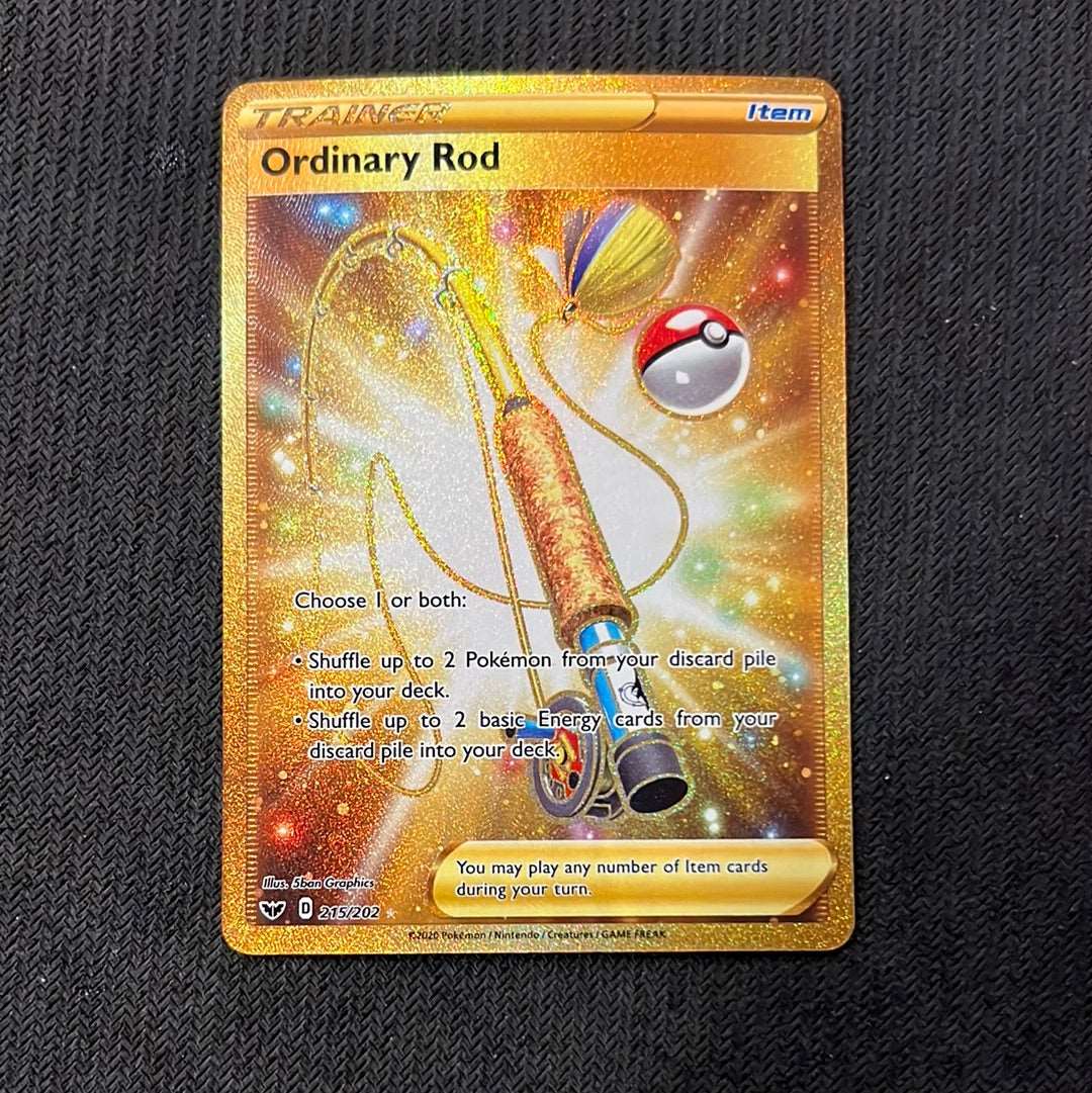 Ordinary Rod 215/202: Sword & Shield Base Trainer Gold Secret Rare