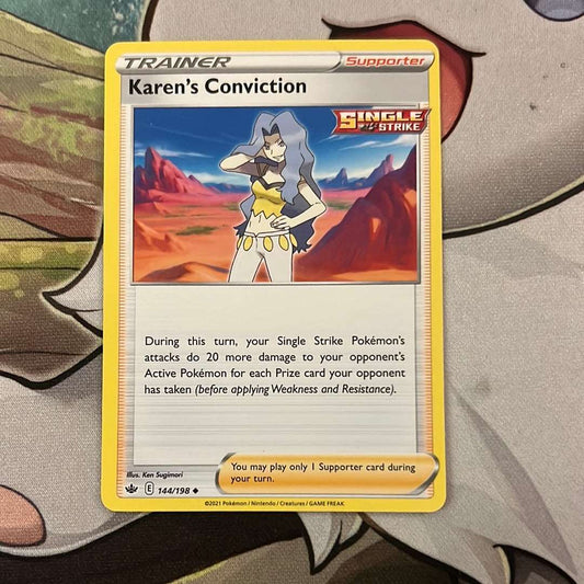 Karen’s Conviction 144/198 - Chilling Reign Trainer uncommon (Non-Holo)