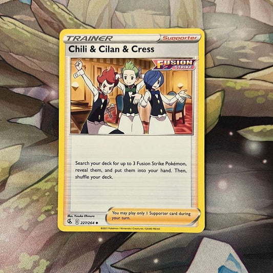 Chili & Cilan & Cress 227/264 - SWSH Fusion Strike Trainer uncommon (Non-Holo)